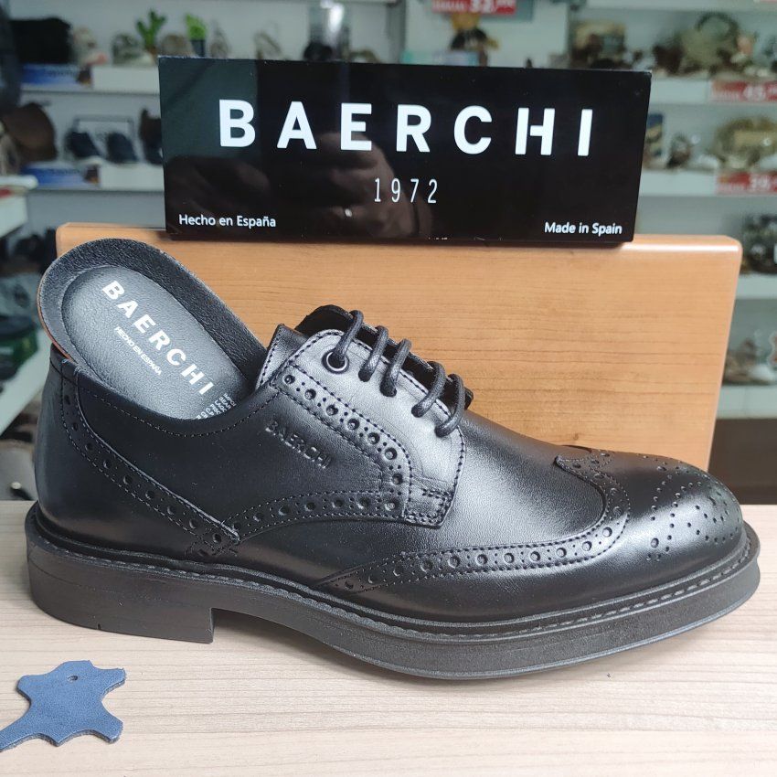 Zapato Confort de Piel Picado en Marrón y Negro BAERCHI 1162 DACIA | Vickyzapatos