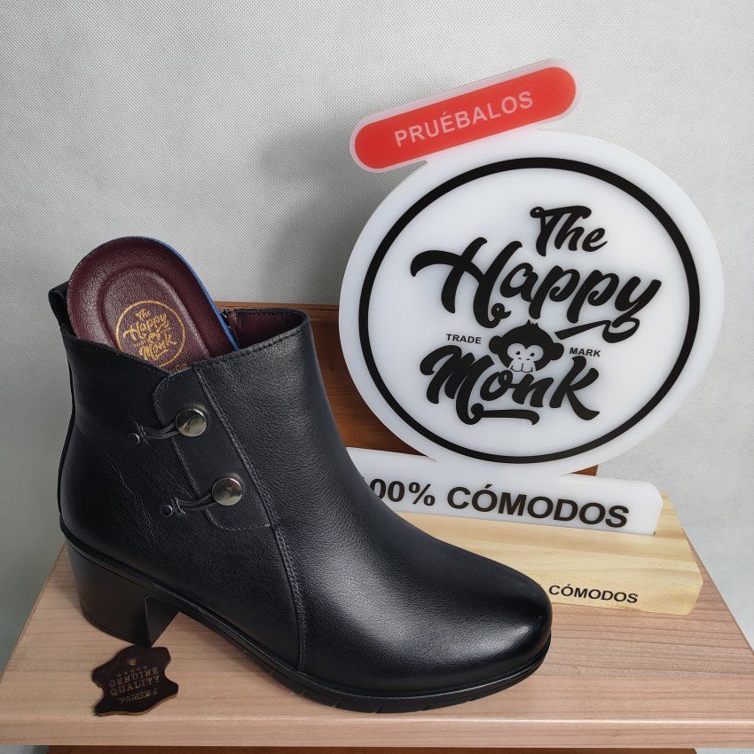 Botín Casual Mujer THE HAPPY MONK URBAN 015 Piel Negro con Memory