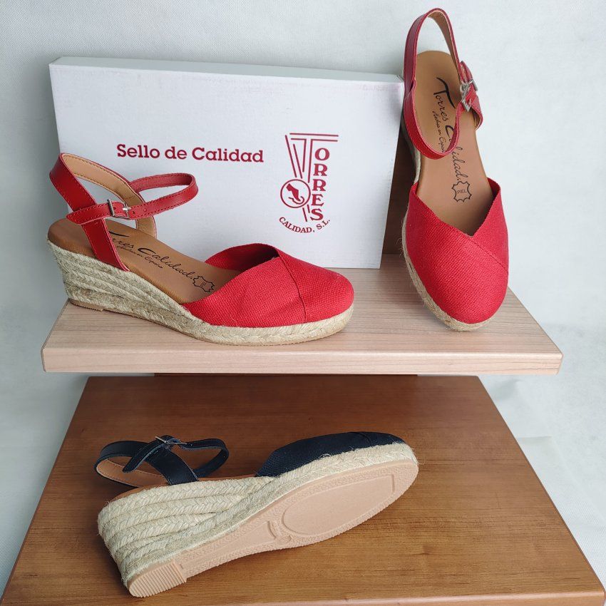 Alpargata Yute Mujer TORRES 5004 Cuña Lino Piel y Textil – Planta Gel Hechas en España