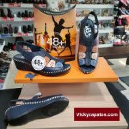 Sandalia de Piel en Cuña Multicolor 48+Hours 314004 Hechas en España Coslada