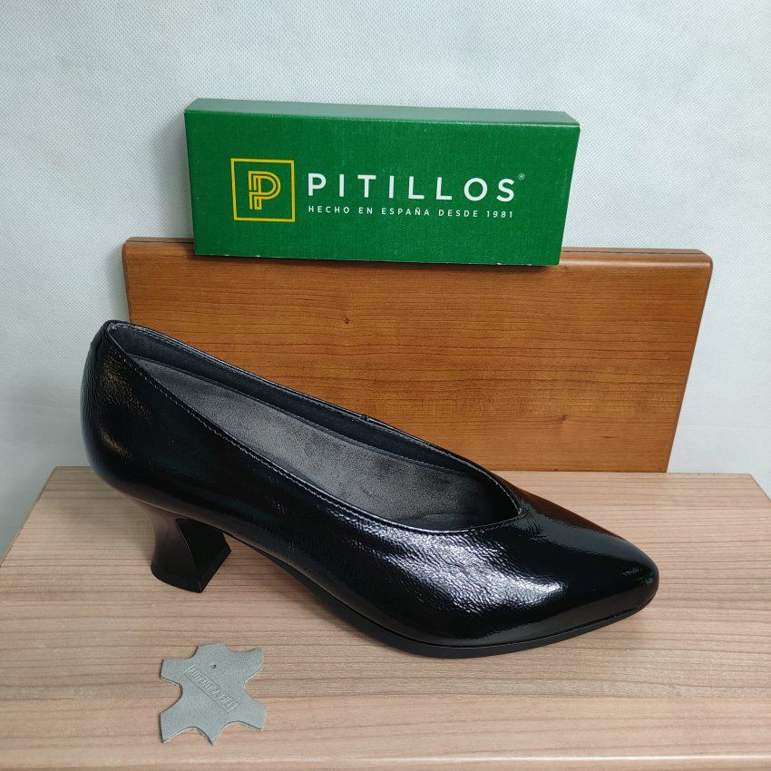 Salón Confort Mujer PITILLOS 11681 Charol Negro – Tacón Medio