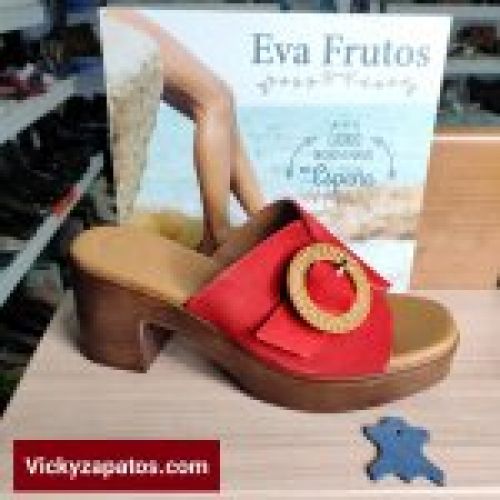 Zueco en Piel y Tacón Medio con Planta de Gel EVA FRUTOS E29 Hechas en España