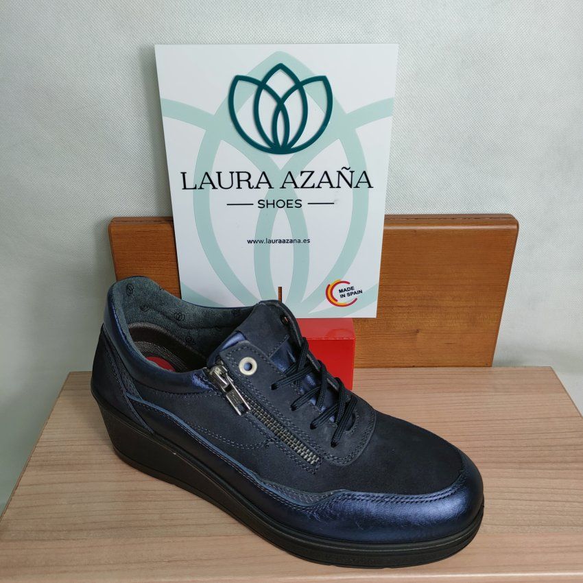 Deportivo Casual Mujer LAURA AZAÑA 28903 Piel Afelpada y Metal – Memory Foam