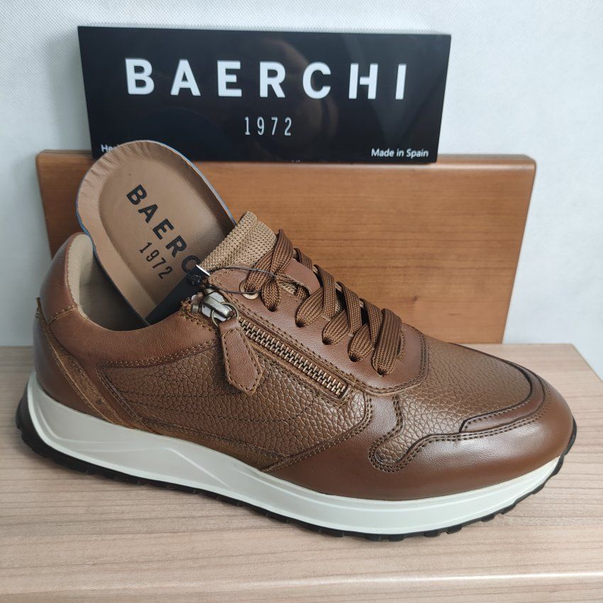 Deportivo Casual Hombre BAERCHI 7041 Piel Marrón y Negro con Cremallera