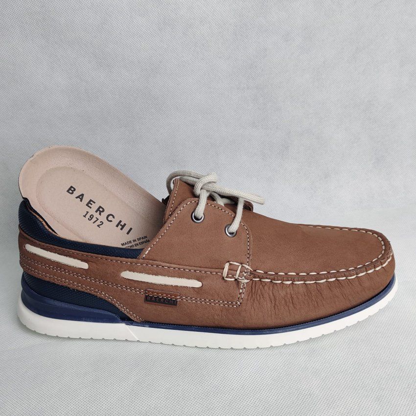 Zapato Náutico de Piel Napa Taupe BAERCHI 3100 – Hechos en España