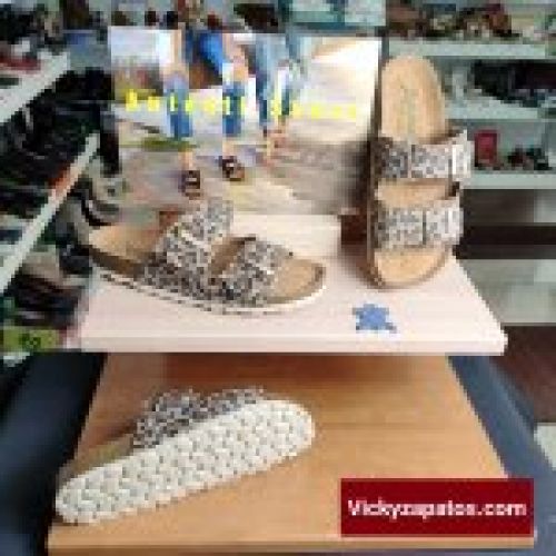 Sandalia AUTENTIC 0747 Piel Afelpada LEOPARDO con Dos Tiras de Hebilla HECHO EN ESPAÑA