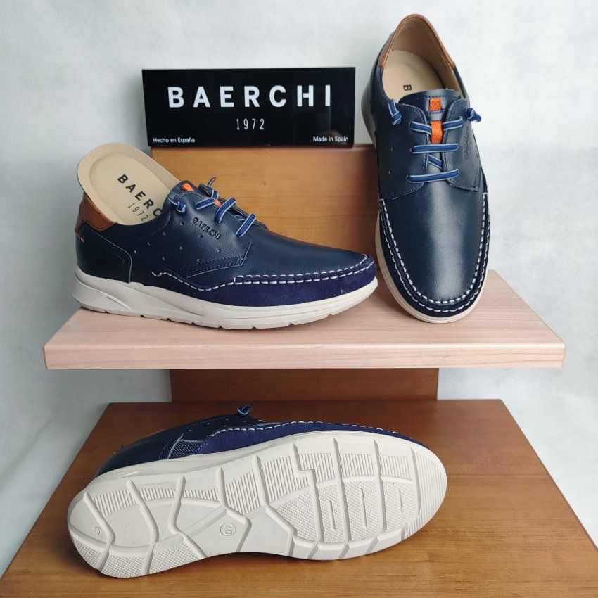 Zapato Náutico Casual de Piel Marino BAERCHI 5380 – Confort y Estilo
