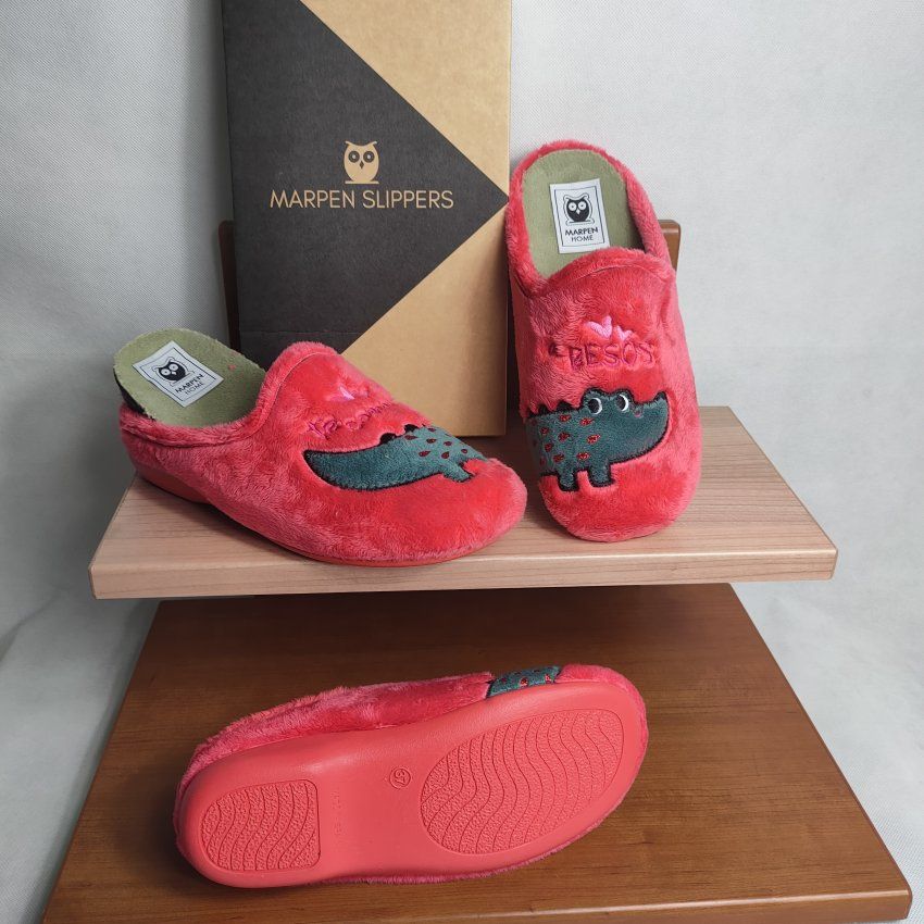 Zapatilla de Casa Mujer MARPEN COCODRILO Rojo con Memory Extraíble