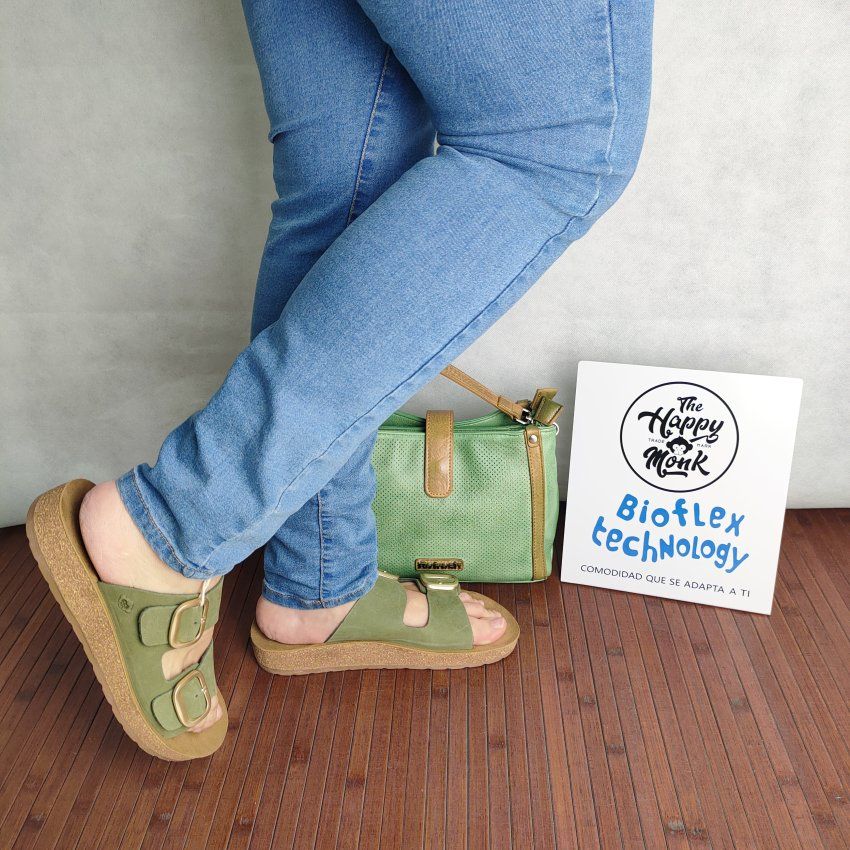 Sandalia BIO Mujer THE HAPPY MONK Formentera 02 Piel Nobuck – Doble Hebilla Ajustable