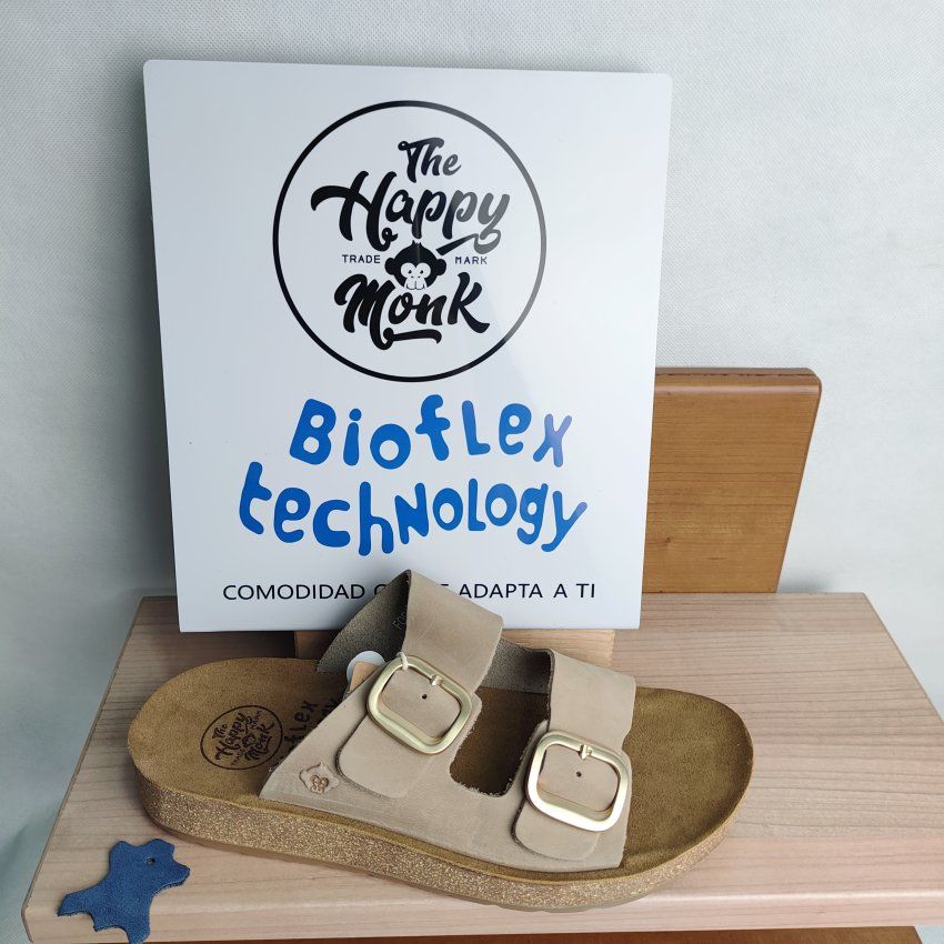 Sandalia BIO Mujer THE HAPPY MONK Formentera 02 Piel Nobuck – Doble Hebilla Ajustable
