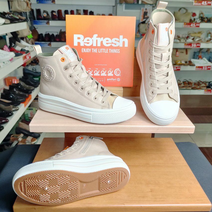 Refresh 172284 – Botín deportivo casual de mujer en beige con plataforma y memory foam   VICKY Zapatos