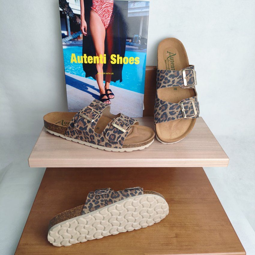 Sandalia Autenti bio mujer ANIMAL PRINT dos hebillas cómoda | VICKY Zapatos