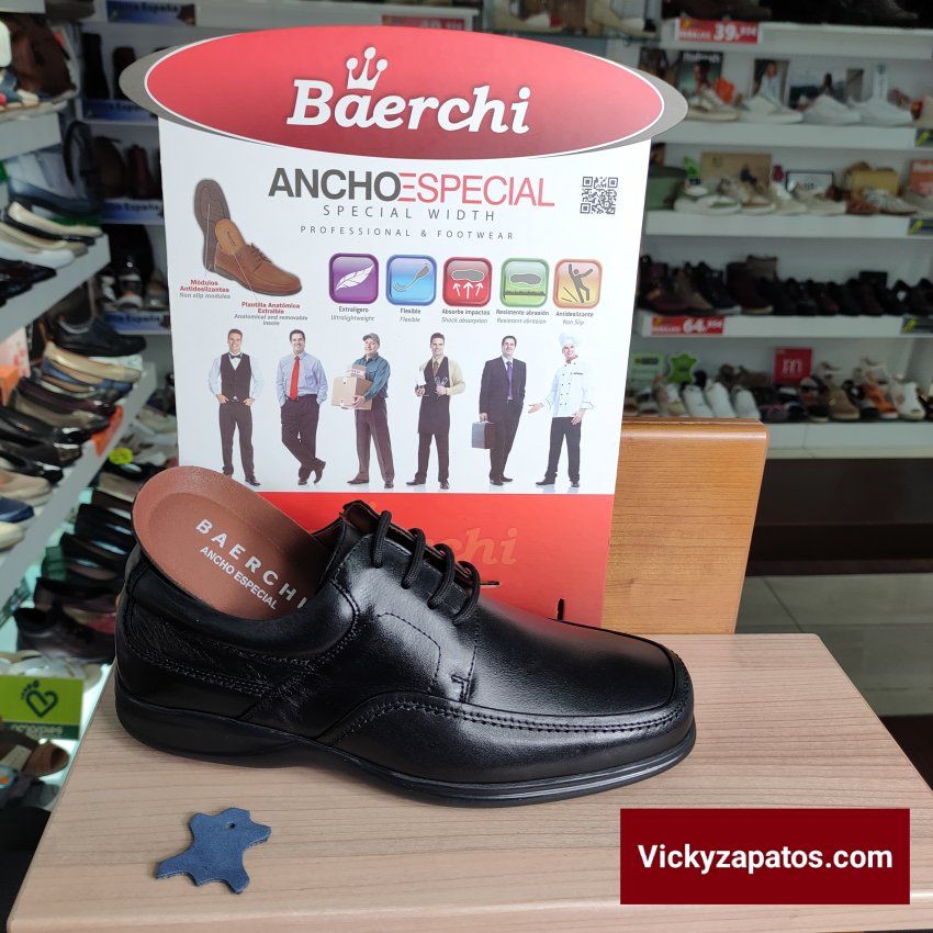 Zapato de Cordón Profesional Ancho Especial Plantilla Extraíble Todo Piel BAERCHI 1930