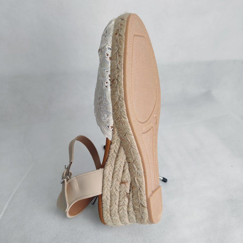 Alpargata Yute Mujer TORRES Cuña Bordada Piel y Textil – Planta Gel Hechas en España | VICKY Zapatos