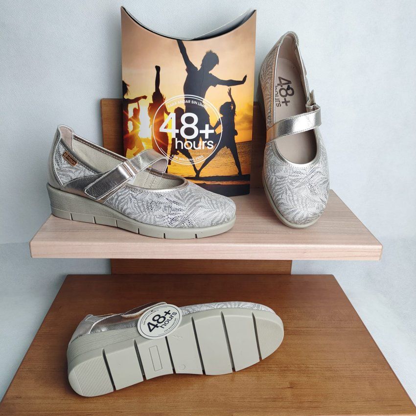 Mercedita de Piel 48+Hours 611104 con Cuña Baja y Velcro Hecha en España