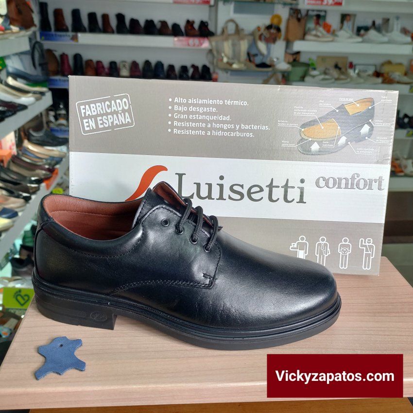 Zapato de Cordón Confort Profesional LUISETTÍ 33651 Todo Piel con Plantilla Extraíble Hecho en España