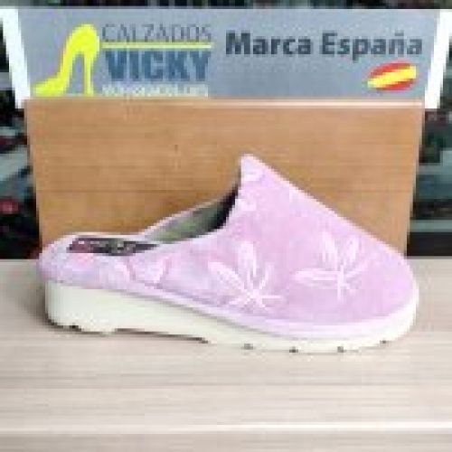 Berevere – Zapatilla de casa de mujer en tejido afelpado con estampado floral   VICKY Zapatos