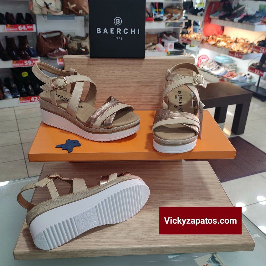 Sandalia de Piel con Tiras Cruzadas BAERCHI 80203 Hecho en España Primavera Verano 24