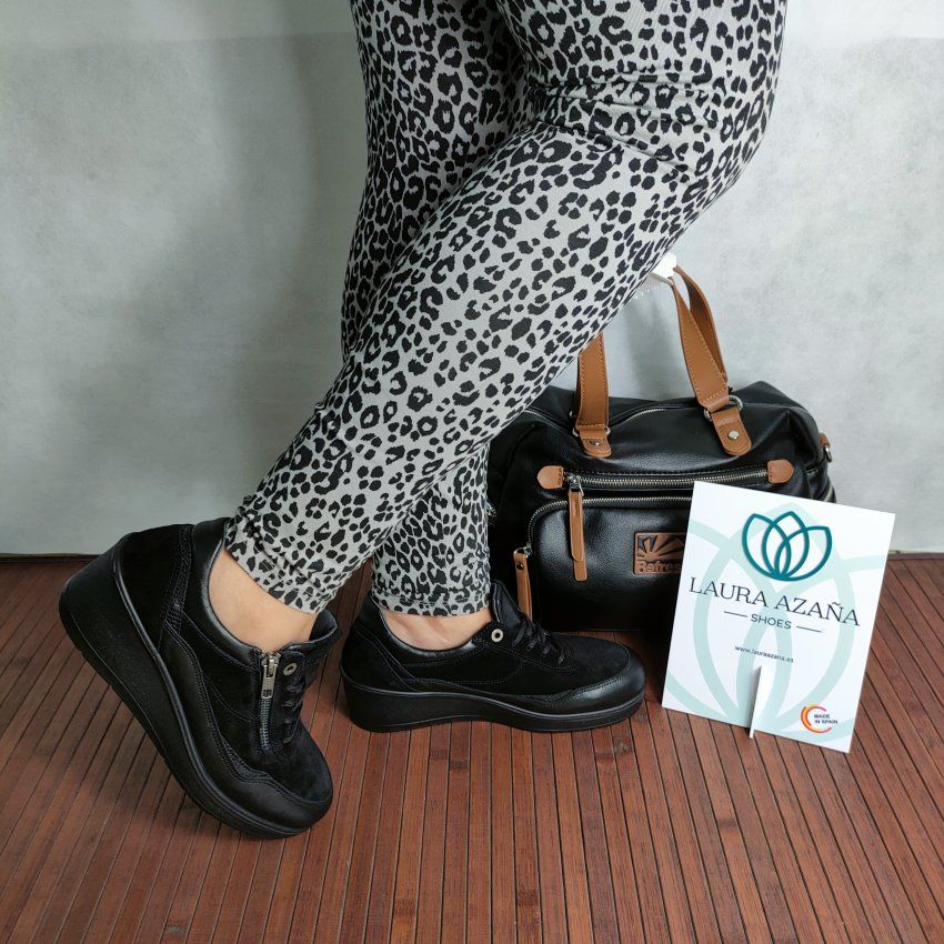 Deportivo Casual Mujer LAURA AZAÑA 28903 Piel Afelpada y Metal – Memory Foam