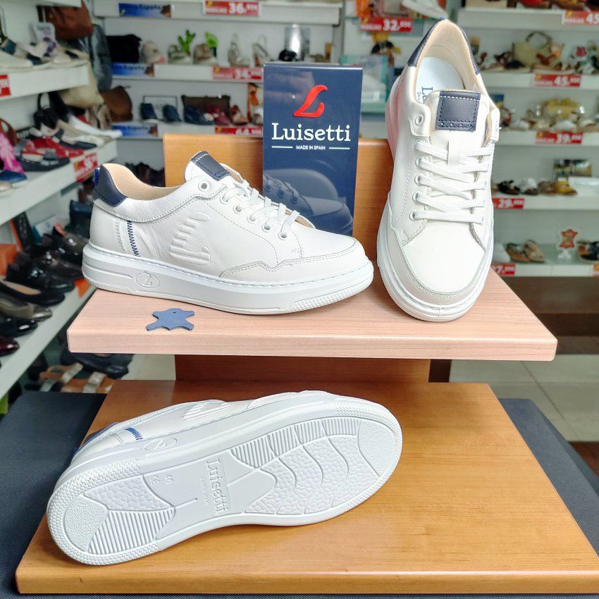 Luisetti 39200 – Deportivo casual de piel para hombre,  Color Blanco con plantilla Memory Foam | VickyZapatos