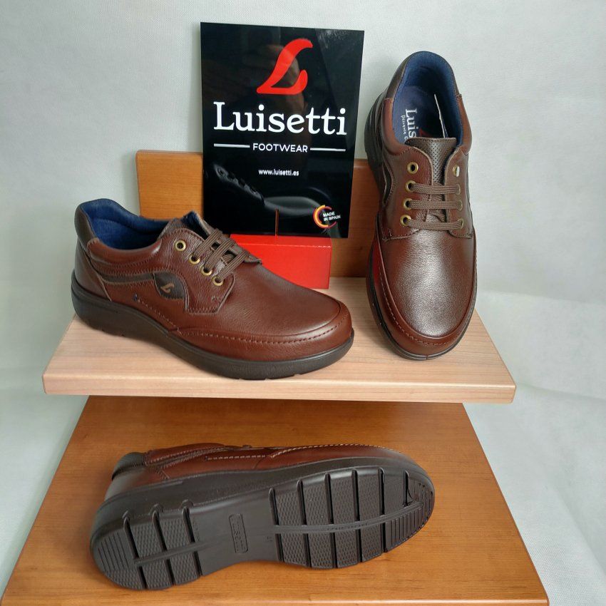 Luisetti 31011 – Zapato confort de piel con cordones color coñac Hecho en España | VickyZapatos