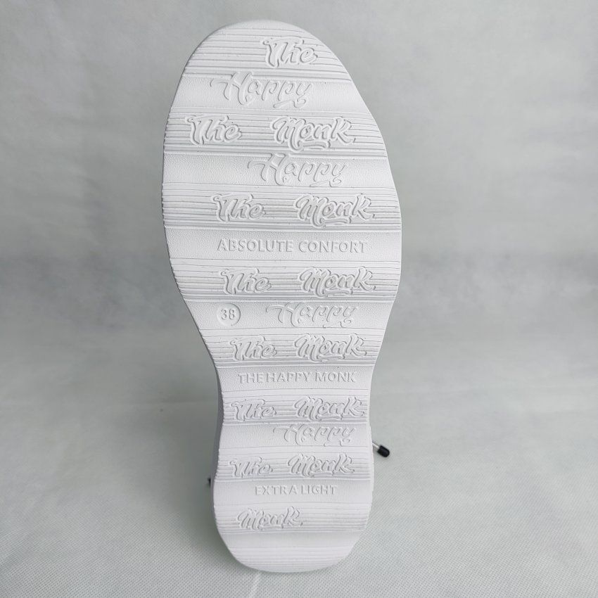Deportivo Casual Mujer THE HAPPY MONK Calpe 002 Piel Picada Blanco con Cordón Elástico – Memory Gel