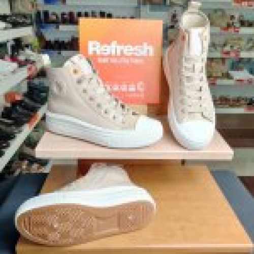Refresh 172284 – Botín deportivo casual de mujer en beige con plataforma y memory foam   VICKY Zapatos
