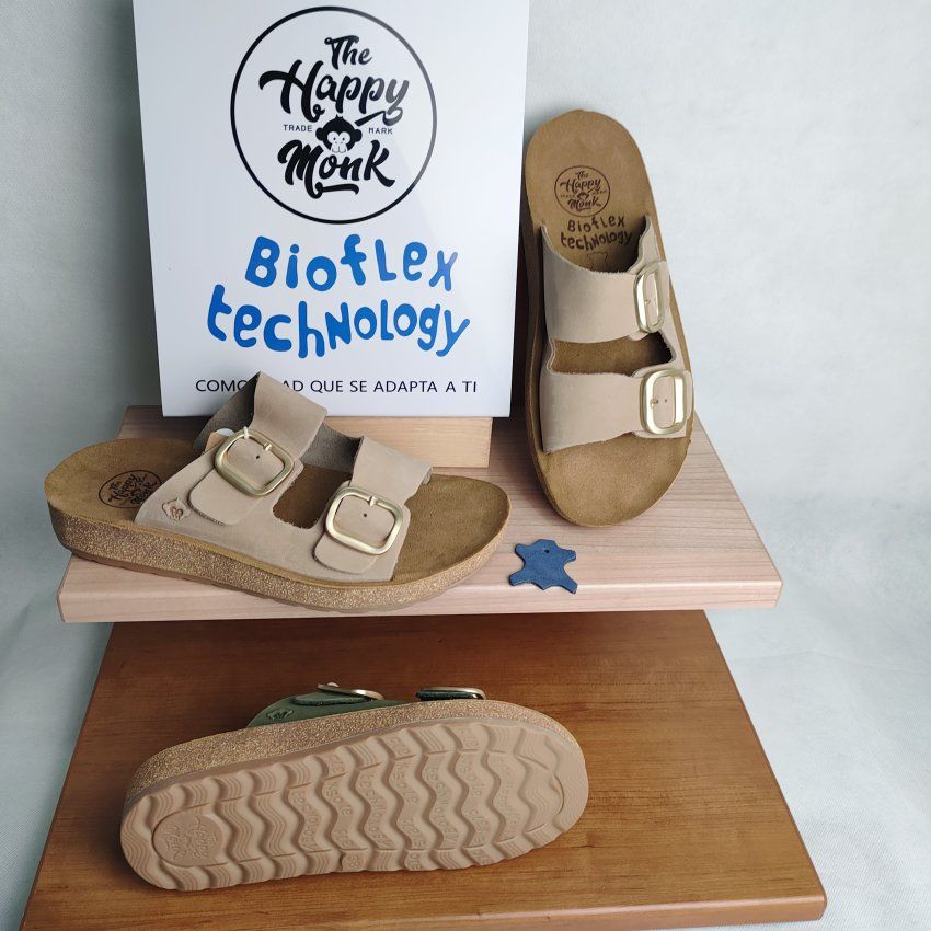 Sandalia BIO Mujer THE HAPPY MONK Formentera 02 Piel Nobuck – Doble Hebilla Ajustable