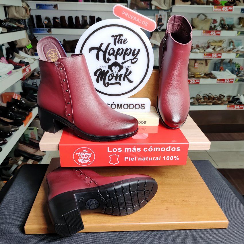 The Happy Monk Urban 01 – Botín casual de mujer en piel con tacón medio y tachuelas   VICKY Zapatos