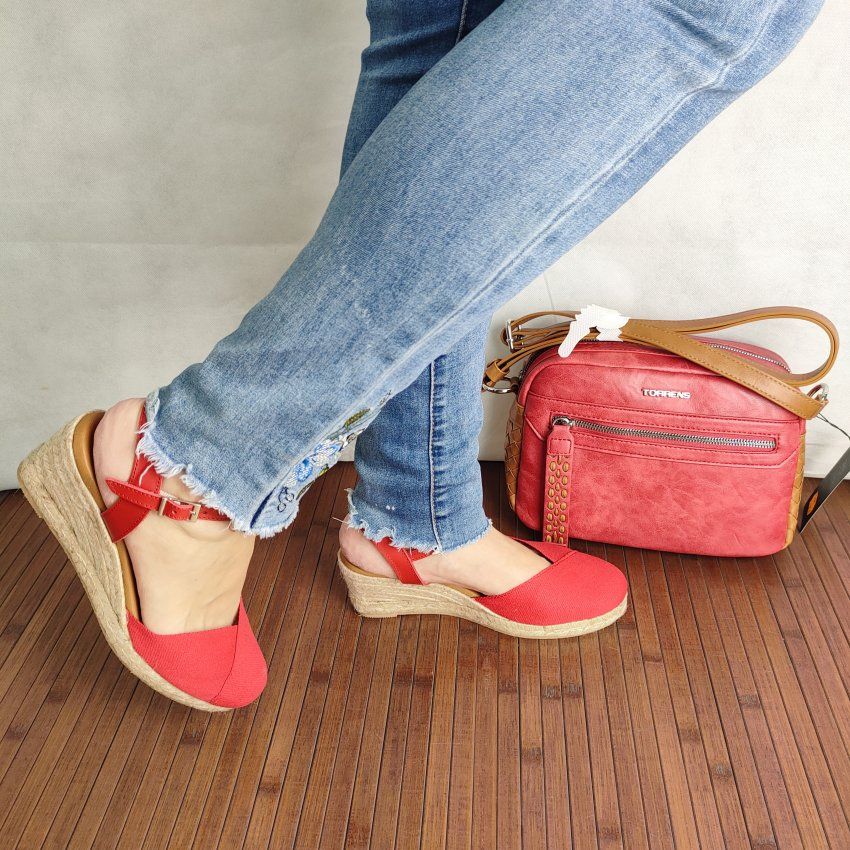 Alpargata Yute Mujer TORRES 5004 Cuña Lino Piel y Textil – Planta Gel Hechas en España