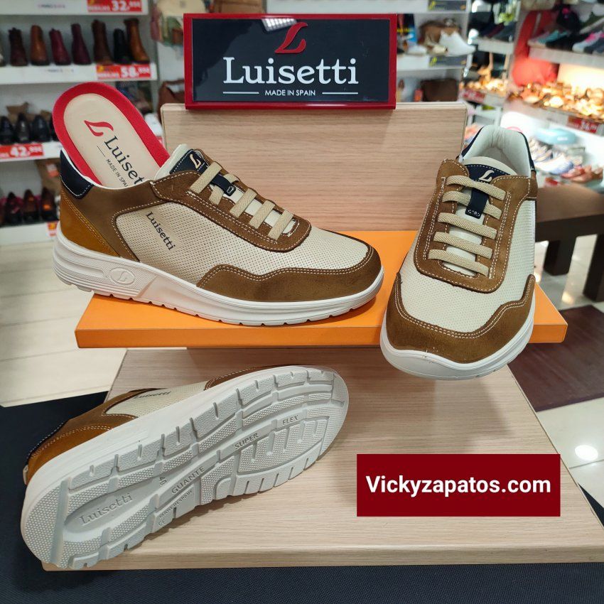 Zapato Casual con Cordón Elástico en Piel Calada LUISETTÍ 36215 Primavera Verano 24 Hecho en España