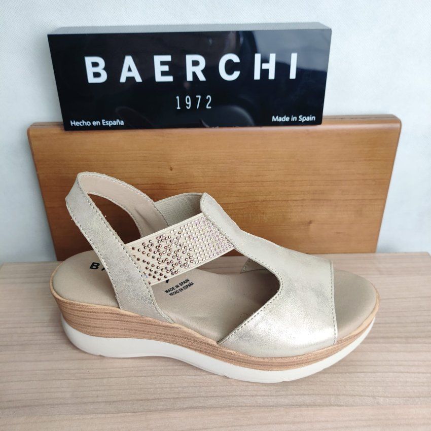 Sandalia de Piel Metalizada con Elástico BAERCHI WOMAN 40202 BOTICELLI – Hecha en España