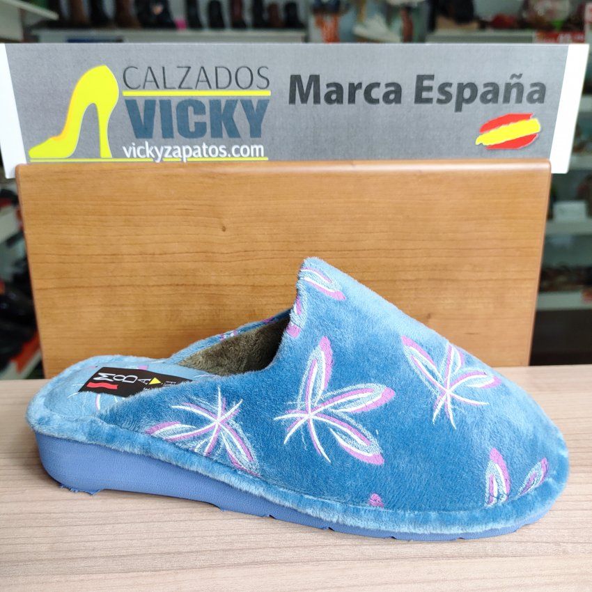 Berevere – Zapatilla de casa de mujer en tejido afelpado con estampado floral   VICKY Zapatos