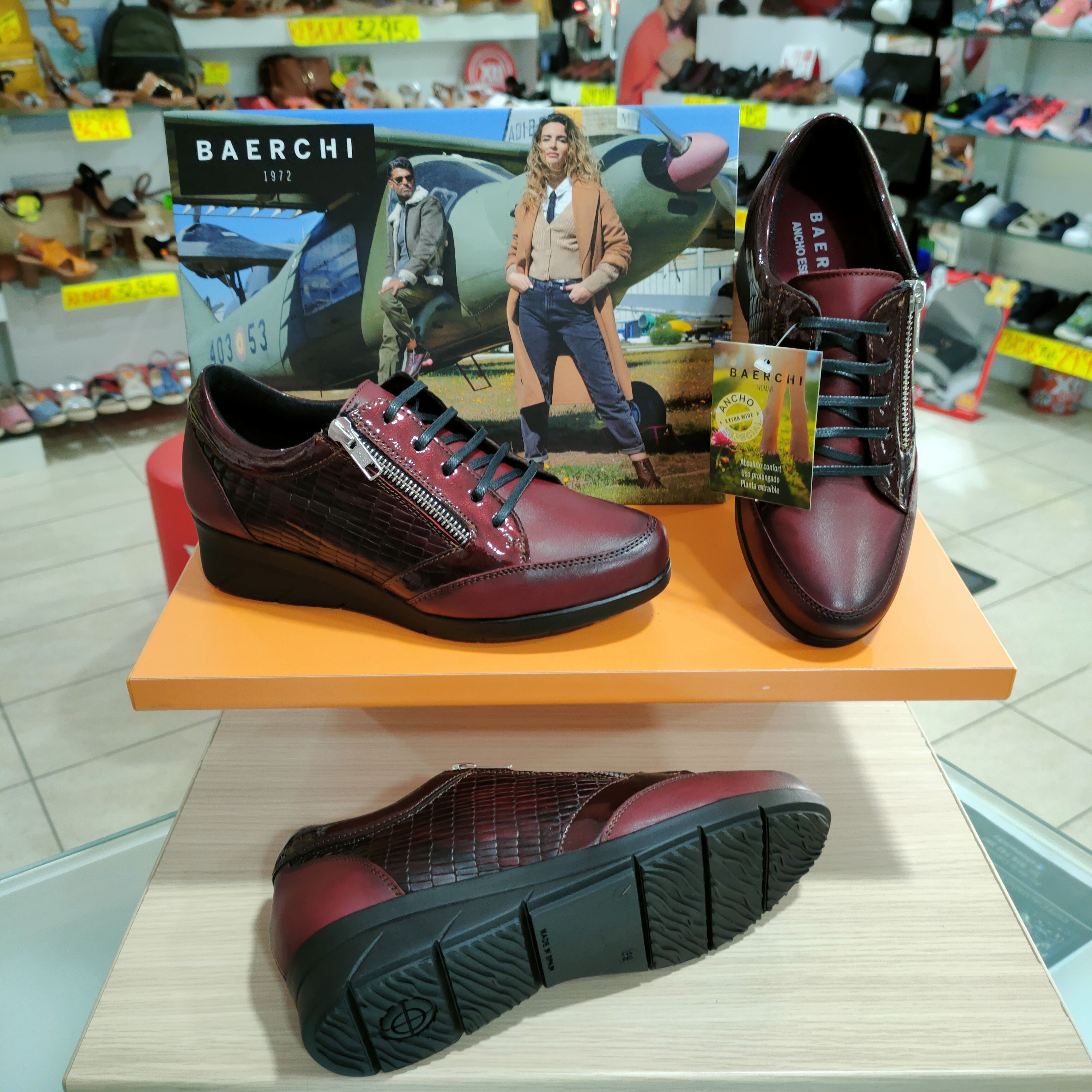 BAERCHI WOMAN 36315|CALZADOS VICKY Deportivo Casual de Piel Ancho Especial  y Plantilla Extraíble Hechos en España