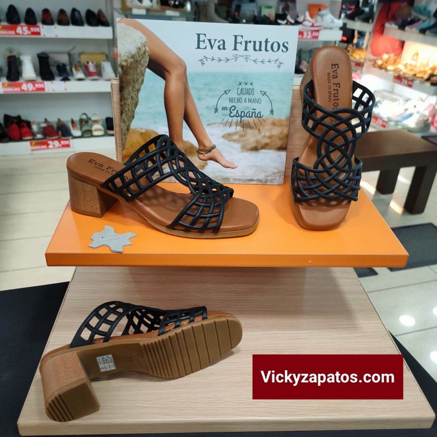Zueco en Piel y Tacón medio con Planta de Gel EVA FRUTOS E140 Hechas en España Coslada