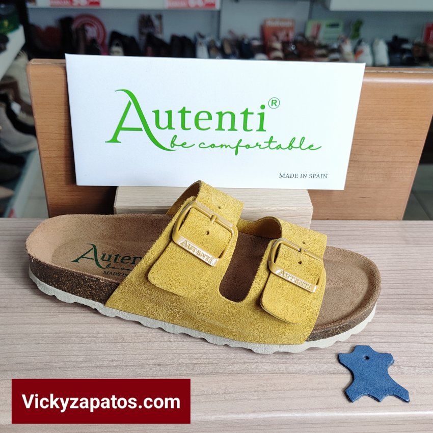 Sandalia AUTENTIC 0747 Piel Afelpada con Dos Tiras de Hebilla HECHO EN ESPAÑA