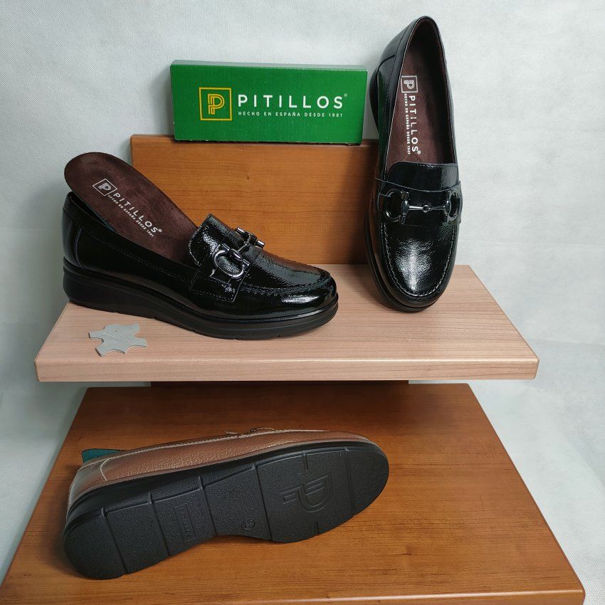 Mocasín Confort Mujer PITILLOS 11502 Charol – Cuña Baja y Plantilla Extraíble