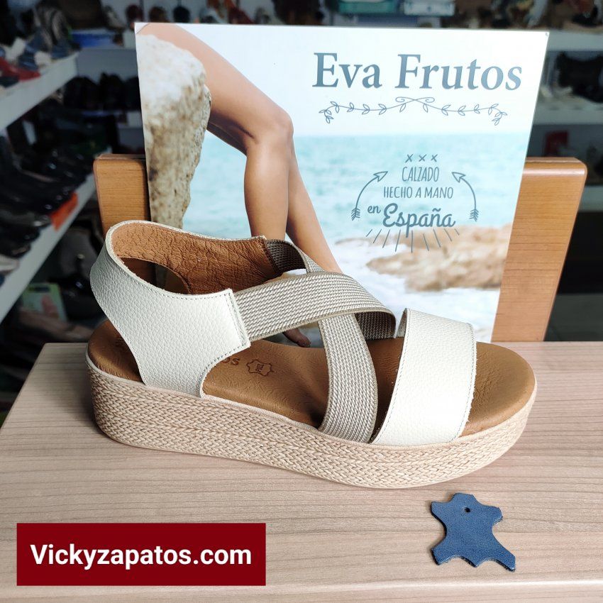 Sandalia en Piel y Planta de Gel EVA FRUTOS E28 Cuña Media Hechas en España
