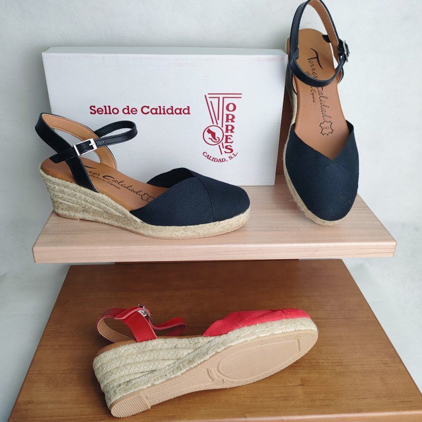 Alpargata Yute Mujer TORRES 5004 Cuña Lino Piel y Textil – Planta Gel Hechas en España