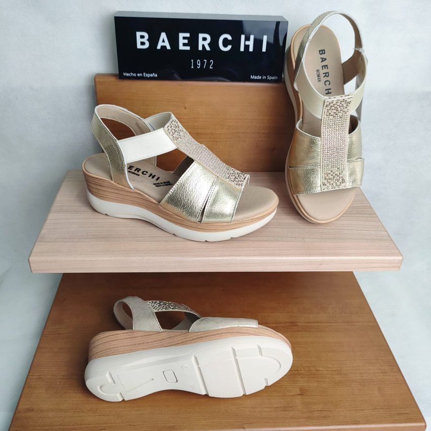 Sandalia de Piel Metalizada con Elástico BAERCHI WOMAN 40205 BOTICELLI – Hecha en España