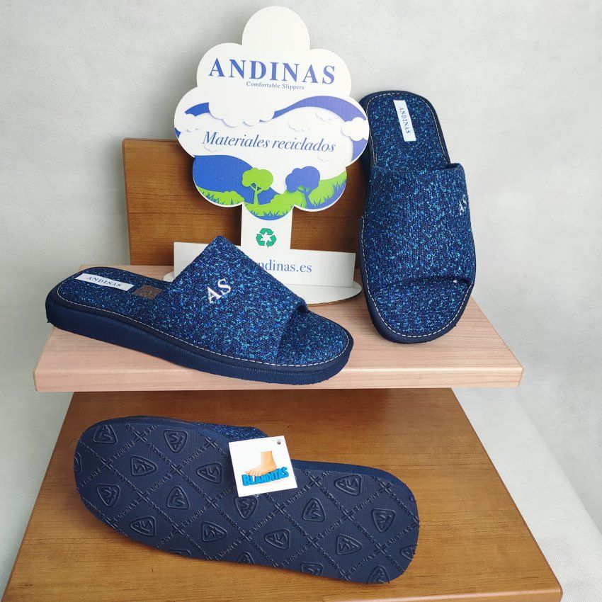 Zapatillas de Casa Hombre ANDINAS Pala Abierta Marino – Ultraligeras Hechas en España