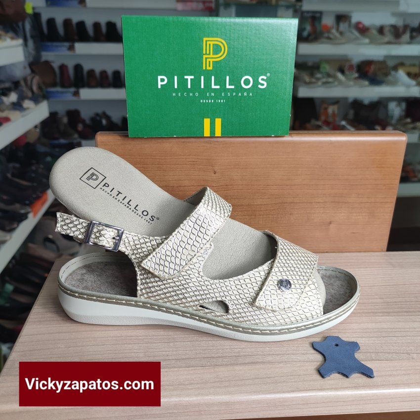Sandalia de Piel con Plantilla Extraíble PITILLOS 10300 Anchas Especiales