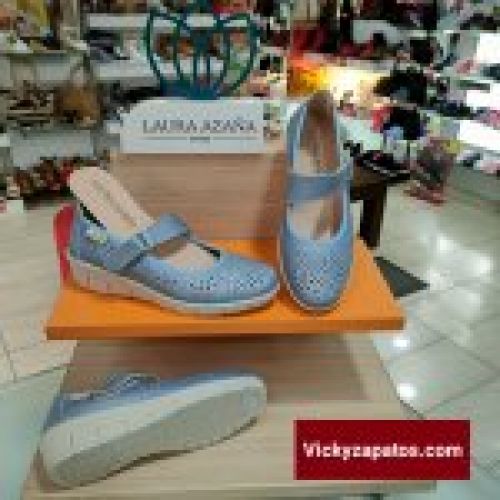 Merceditas Casual de Piel Troquelada  Buen Precio LAURA AZAÑA 17190 Hechas en España Madrid