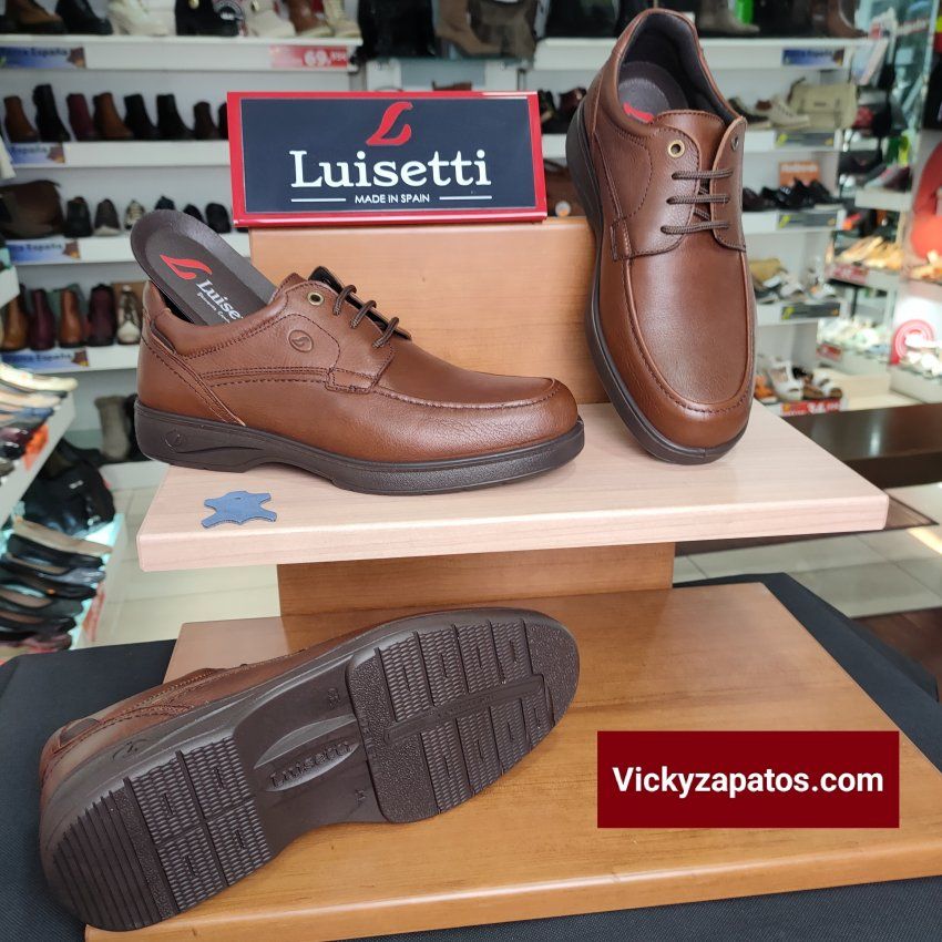 Zapato de Cordón Confort LUISETTÍ 37704 Todo Piel con Plantilla Extraíble Hecho en España