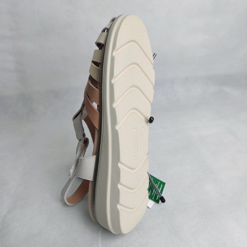 Sandalia Cangrejera Mujer PITILLOS 20310 Piel Tonos Neutros con Velcro – Cuña Baja Confort