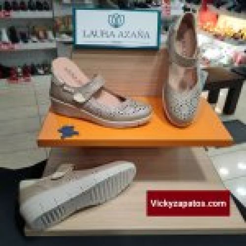 Merceditas Casual de Piel Troquelada LAURA AZAÑA 17195 Hechas en España Madrid