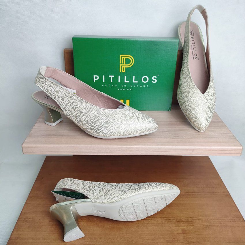 Salón de Piel Metalizada PITILLOS 11180 Tacón Medio Destalonado Hecho en España