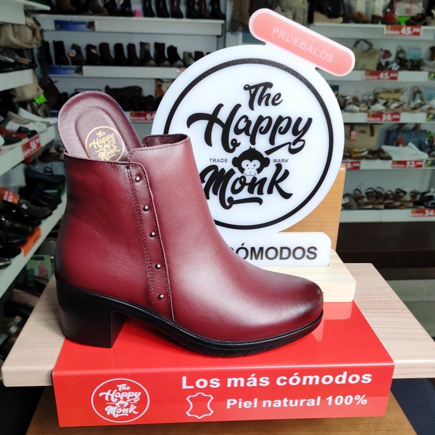 The Happy Monk Urban 01 – Botín casual de mujer en piel con tacón medio y tachuelas   VICKY Zapatos