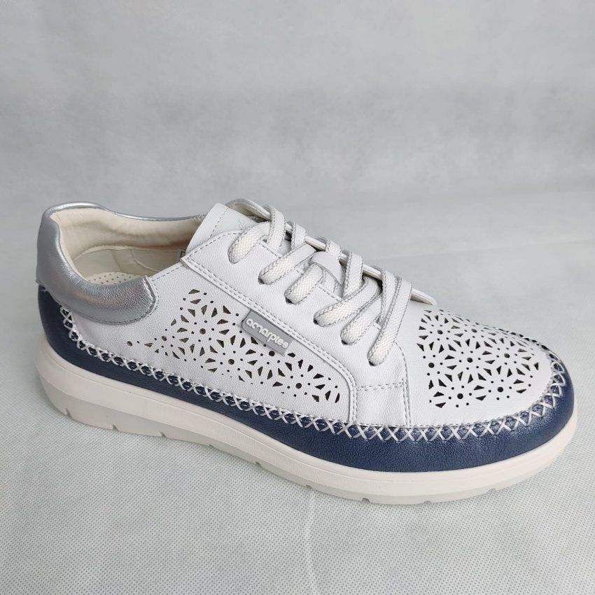 Deportivo Casual Vegano AMARPIES Blanco y Jeans con Plantilla Memory Sponge