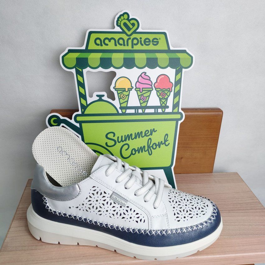 Deportivo Casual Vegano AMARPIES Blanco y Jeans con Plantilla Memory Sponge